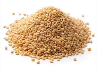 Fototapeta premium Tiny Beige Sesame Seeds Isolated on White Background for Culinary and Health Food Stock Photography