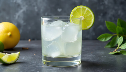 Fototapeta premium Refreshing citrus delight with lime and lemon on a stylish countertop