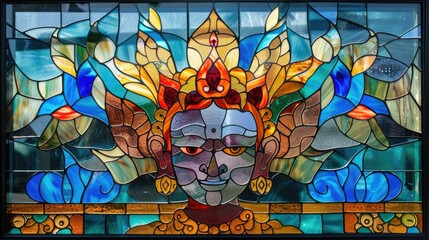 Obraz premium Colorful stained glass window in the Cathedral of St. Mary of the Assumption
