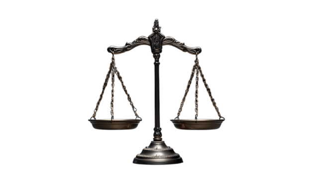 Digital Law Scales in Data Center on Transparent Background