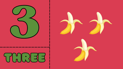 Number 3 Flashcard Three Flashcard Educational Flashcard Number Three Learning Number Three