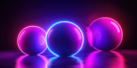 Abstract 3D shapes and glowing neon lights over a dark background, giving a sleek, futuristic feel.