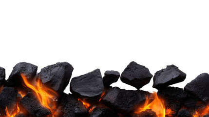 Smoldering Burning Coals on Transparent Background