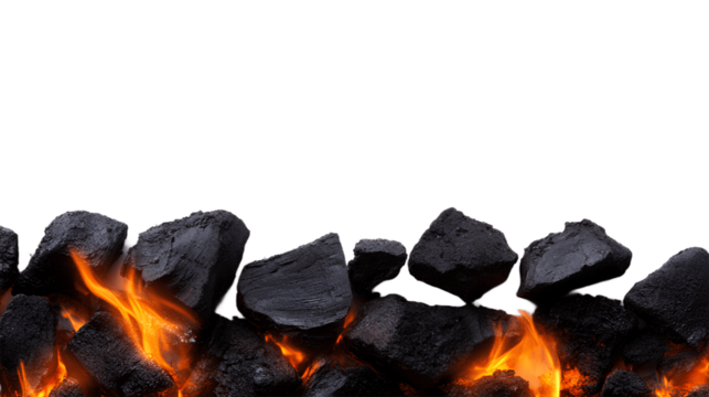 Smoldering Burning Coals on Transparent Background