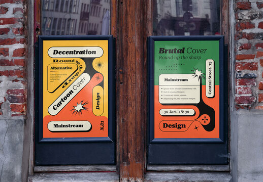 Mockup Of Two Vertical Customized Signs