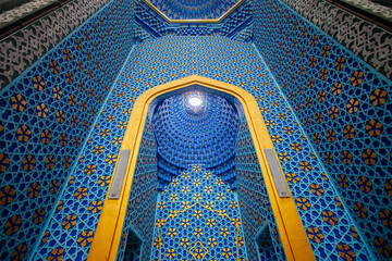 Mihrab of the Grand Mosque of North Sumatra, interior design of one of the new icons in Medan City,...