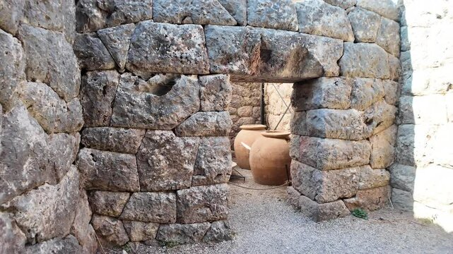 Ancient Greek Ruins of Necromanteion of Acheron near village of Mesopotamos, Epirus, Greece