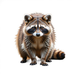Obraz premium Curious raccoon standing on white background