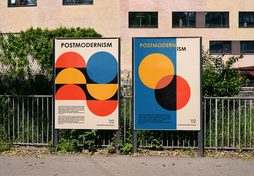 Mockup Of Two Vertical Customized Signs Side By Side