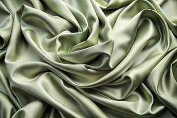 Obraz premium Crumpled Sage Color Silk Fabric Background for Elegant Product Photography, Perfect for Textiles, Fashion, and Interior Design Projects