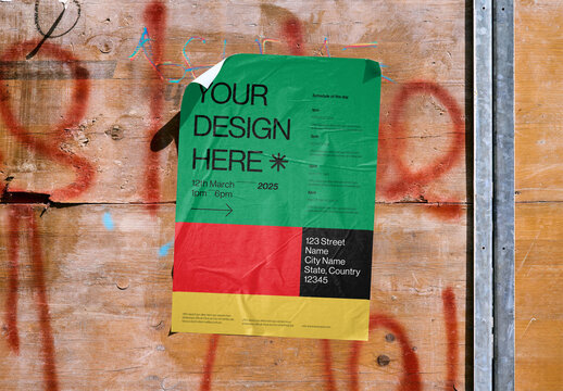 Mockup Of Vertical Customized Poster Peeling Off Wall