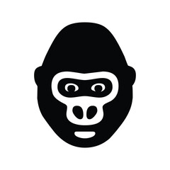 Gorilla Vector Icon - Isolated Powerful Black-Haired Great Ape Sign Design