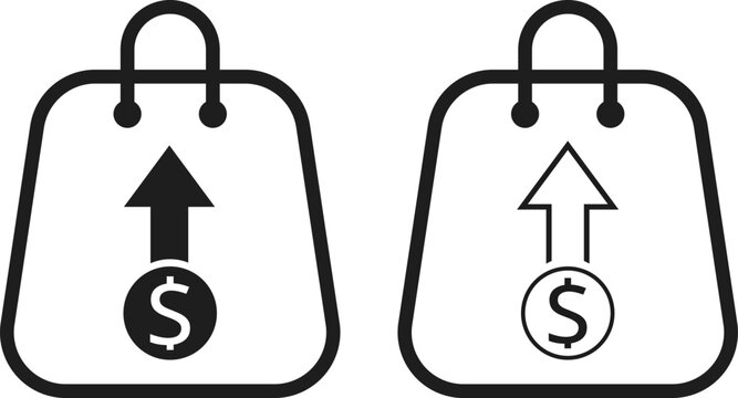 high sales money increase icon set. money growth solid sign. Concept of revenue growth. 