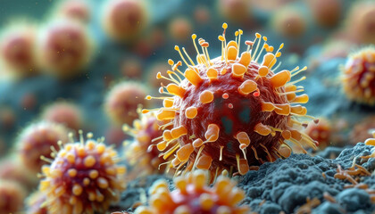 Obraz premium Microorganism bacteria close up, health and disease, scientific concept.