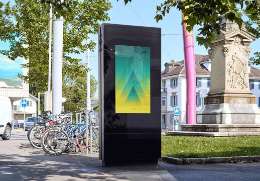 Mockup Of Vertical Customizable Advertisement