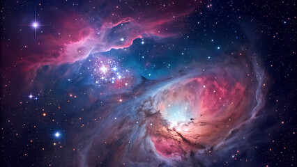 Obraz premium Celestial Symphony: The Enchanting Beauty of Colorful Nebulae in Deep Space