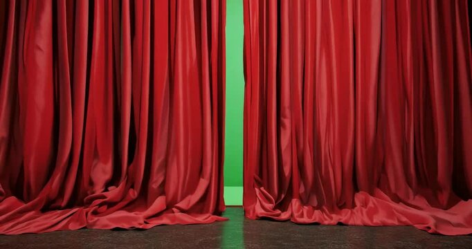red curtain with greenscreen behind template
