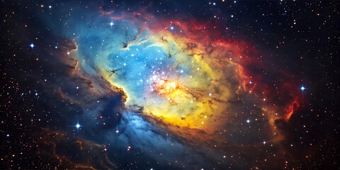 Obraz premium Celestial Symphony: The Enchanting Beauty of Colorful Nebulae in Deep Space