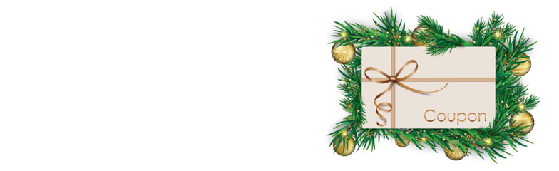 Green Christmas Twigs Golden Baubles Coupon White Header