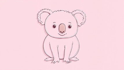 Minimalist koala line art on a pastel pink background