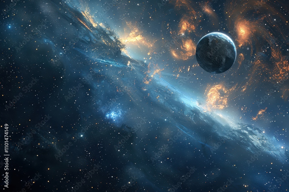 Canvas Prints earth from afar in a colorful nebula with stars and dust