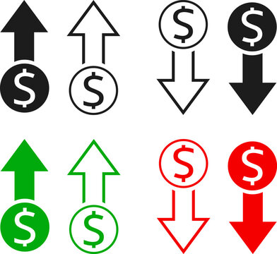 high sales money increase icon set. money growth solid sign. Concept of revenue growth. 