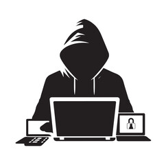 Computer hacker silhouette vector illustration
