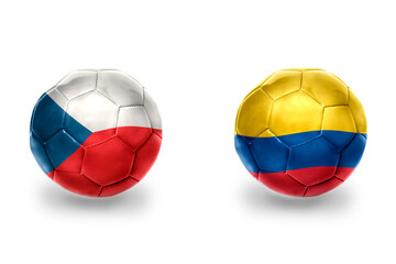 Fototapeta premium football balls with national flags of czech republic and colombia ,soccer teams. on the white background.