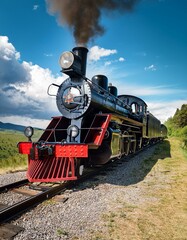 Naklejka premium Steam Locomotive in Action