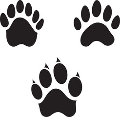 Set of Animal Paw silhouette graphic vector black and white