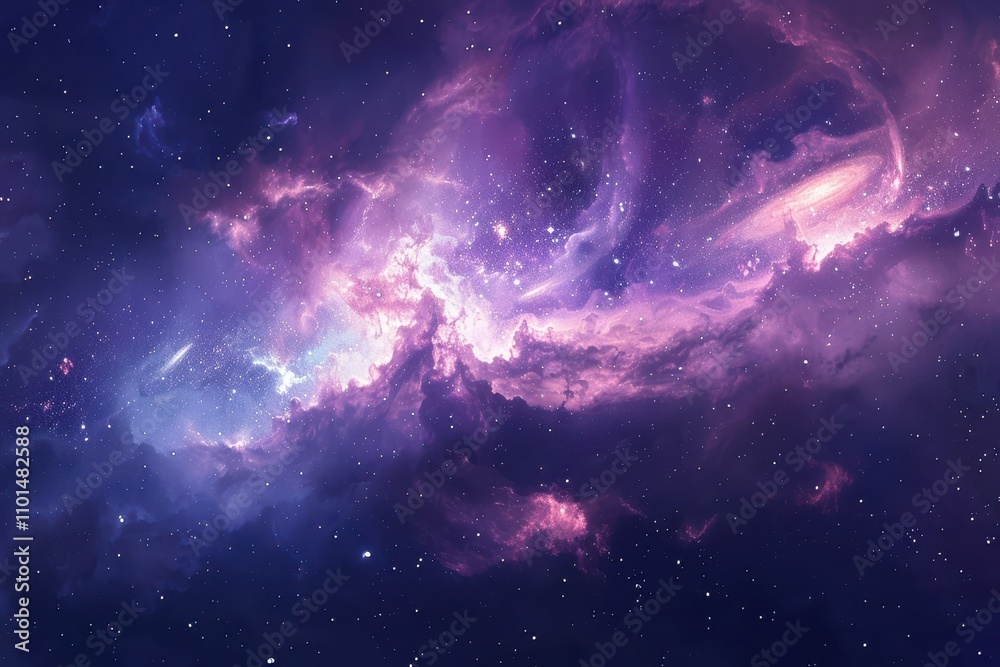 Canvas Prints colorful and detailed image of a nebula in deep space with bright stars and glowing gas clouds.