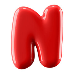 Red Font Letter N 3D Illustration