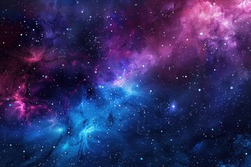 Naklejka premium Colorful and vivid representation of a distant galaxy with bright shining stars and dust formations.