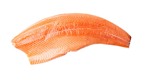 Fresh Salmon Fillet Isolated, Raw Norwegian Red Fish, Trout Meat Piece, Big Fresh Atlantic Salmon...