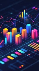 A vibrant digital representation of data analytics with colorful charts and graphs.