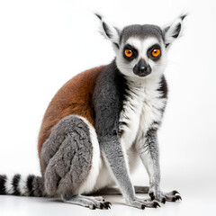 ring tail lemur hare on white background