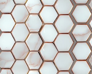 Obraz premium Pearlescent white with soft rose gold honeycomb structure, luminescent effect