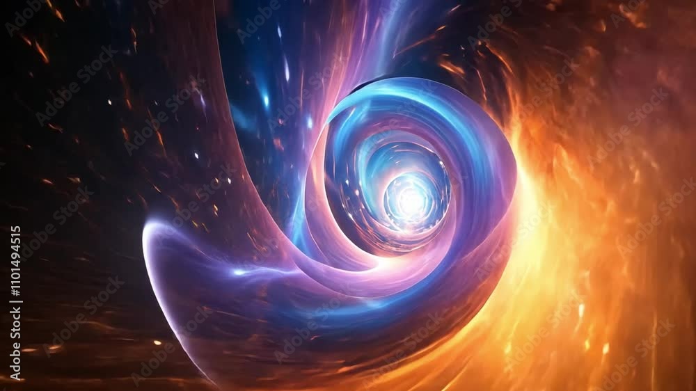 Poster the artwork presents a stunning cosmic vortex filled with vibrant colors, swirling patterns, and dyn