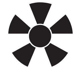Silhouette radiation symbol on white background, nuclear power button icon