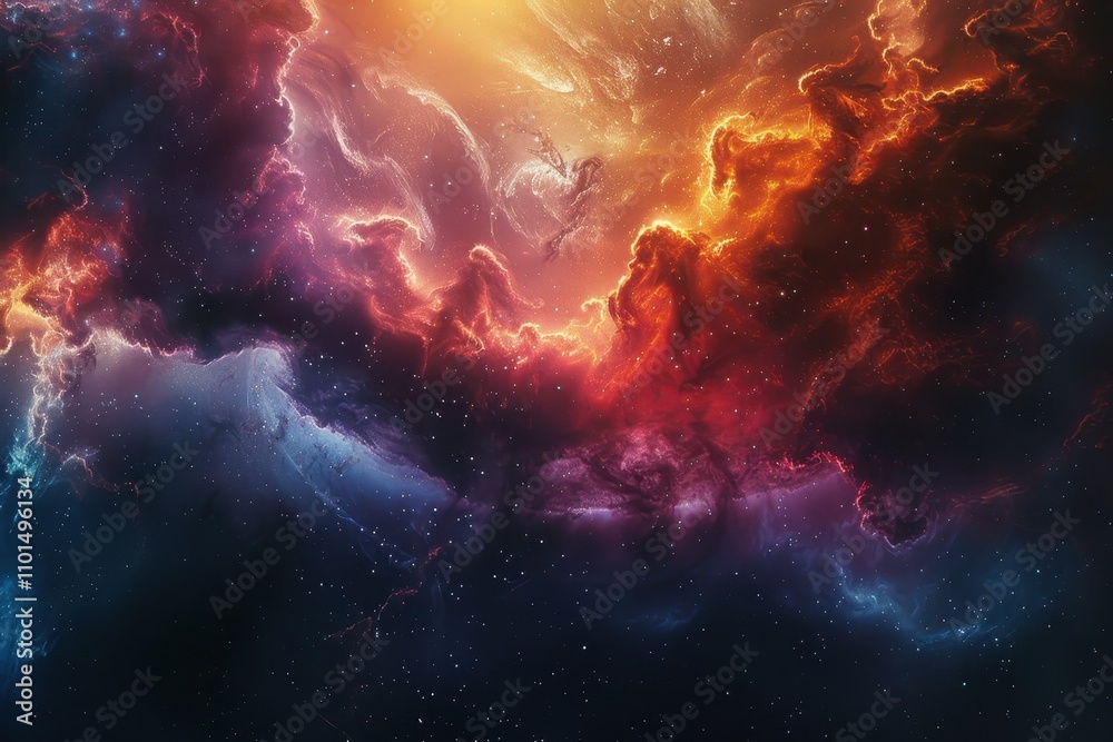 Canvas Prints glowing nebula and gaseous space clouds with bright stars