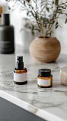 Minimalist Beauty Products on Marble Surface