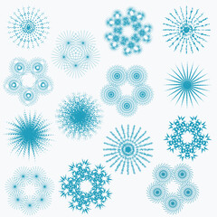 Set of beautiful vector snowflakes. Decoration for winter drawings.