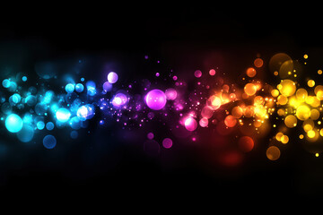 Multicolored bokeh on a black background, bokeh abstract background, modern technological abstract background.