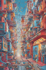Fototapeta premium Graffiti painting adorns an ancient temple wall
