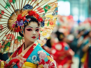 Anime conventions with attendees in vibrant costumes