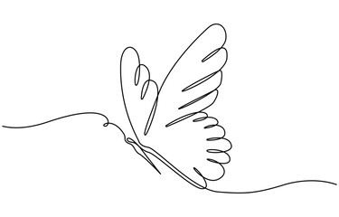Fototapeta premium Continuous line drawing of beautiful butterfly. Single one line art of flying abstract butterfly for salon or spa business