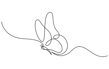 Continuous line drawing of beautiful butterfly. Single one line art of flying abstract butterfly for salon or spa business