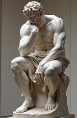 Obraz premium Statue of ancient wisdom man, Aristotle, philosopher, thinker