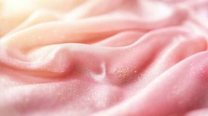 A graceful display of silk fabric lies softly folded, catching light and textures, creating an inviting atmosphere for relaxation and creativity