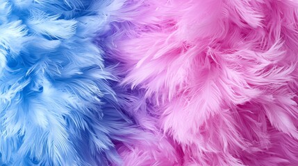 Colorful Feathers in Blue and Pink Background